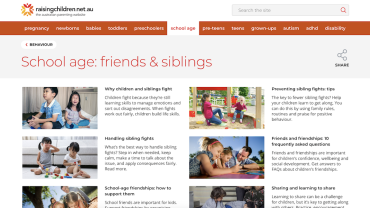 Raising Children Network: Friends and Siblings